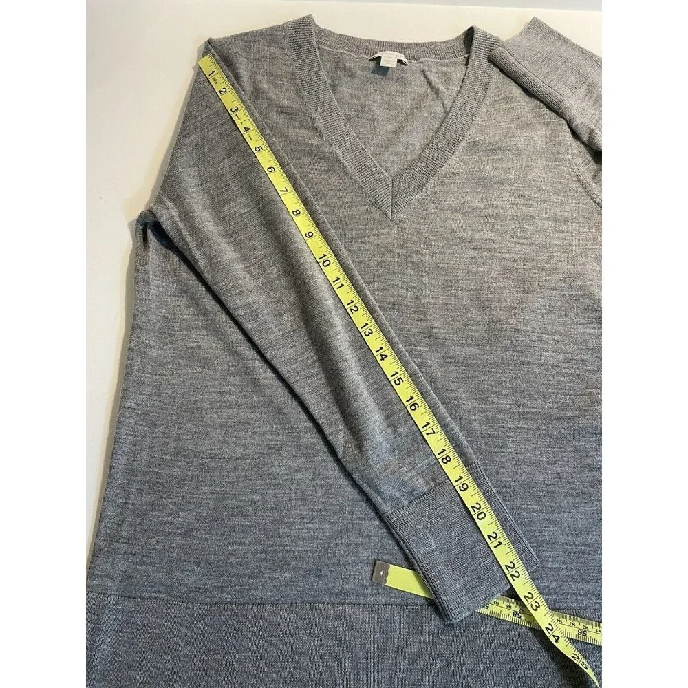 J Jill Sweater Women Size XS* Merino Wool Long Sleeve V Neck Marled Gray Lightwt - Picture 8 of 9